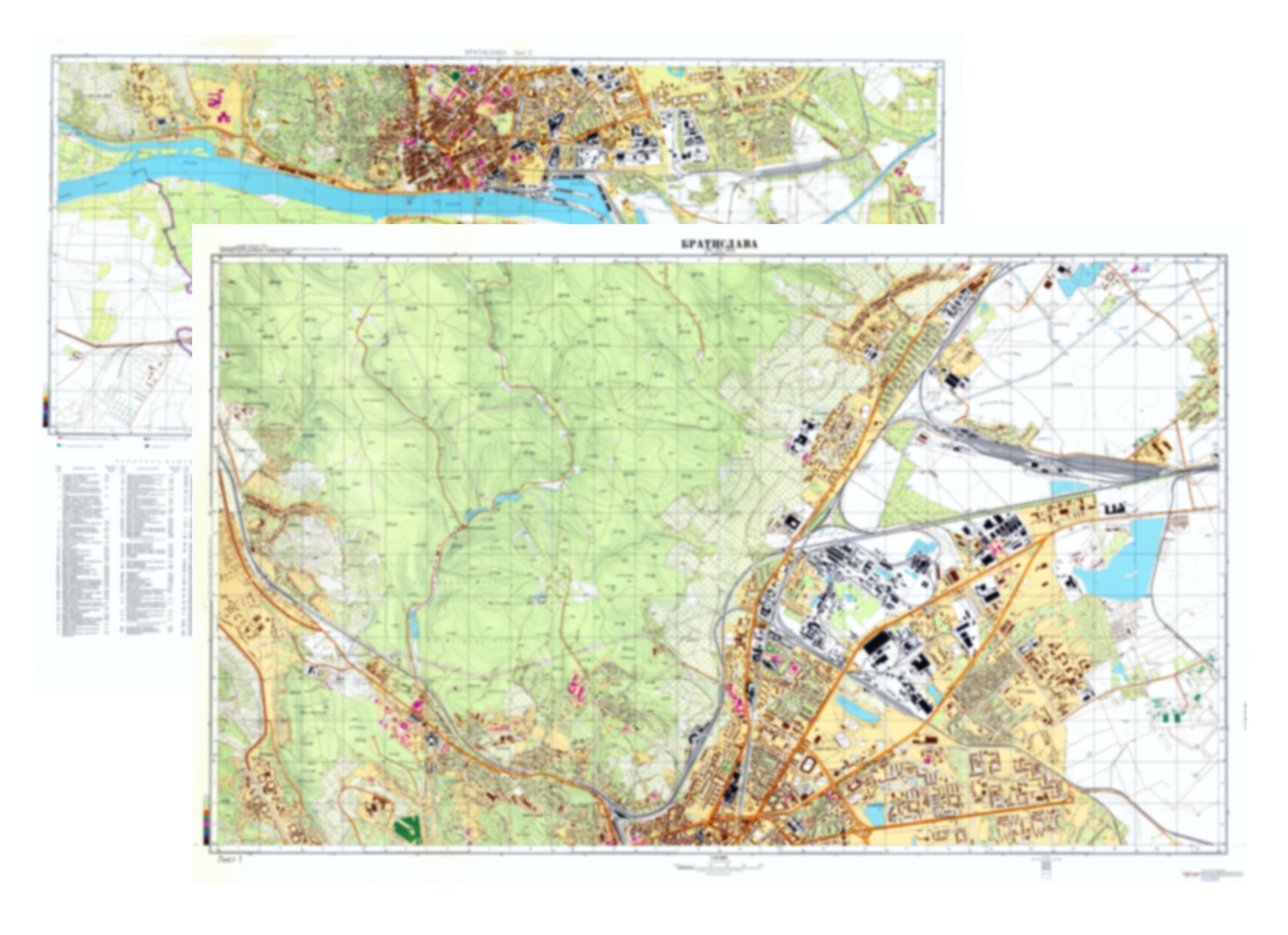 Bratislava (Slovakia) 2-Sheet Set - Soviet Military City Plans