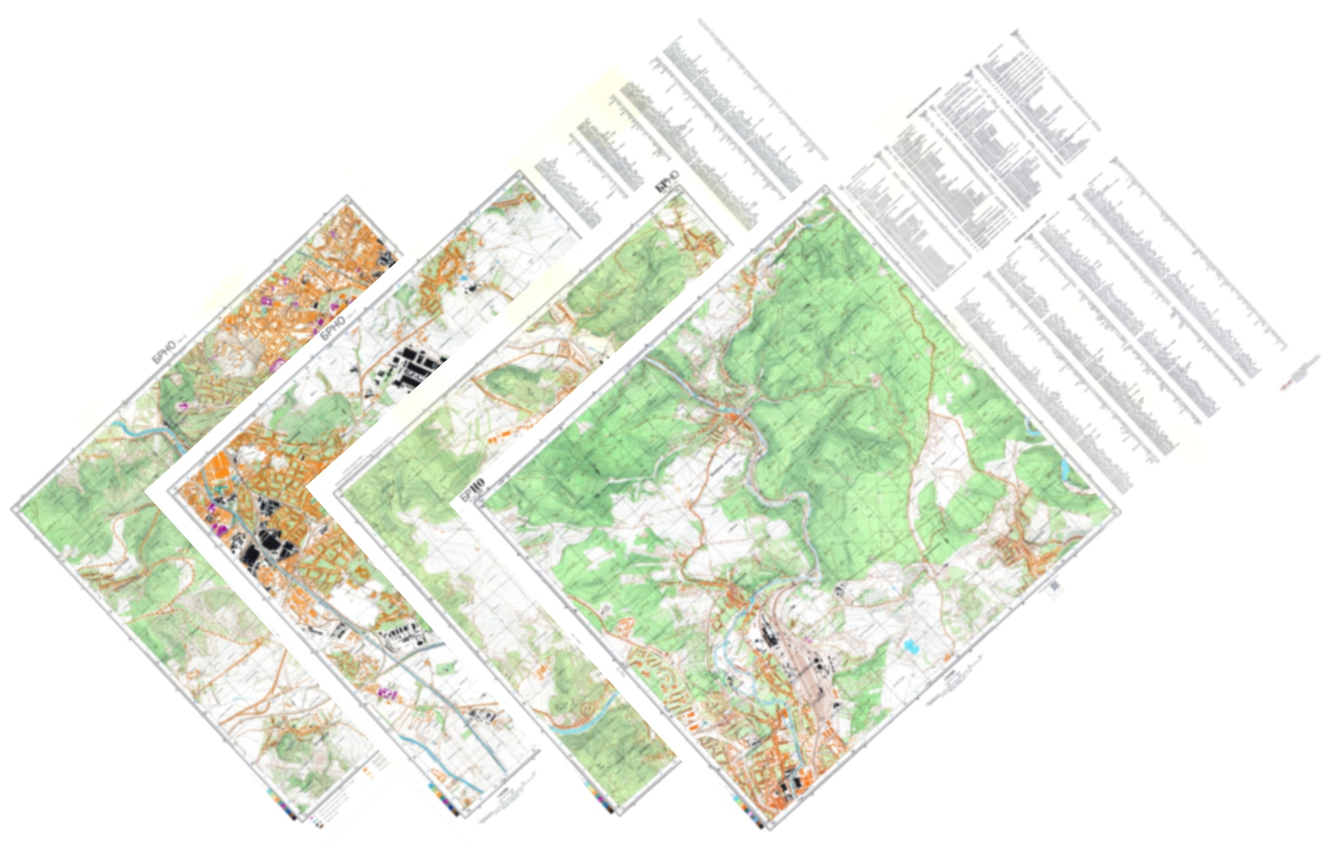 Brno (Czechia) 4-Sheet Map Set - Soviet Military City Plans