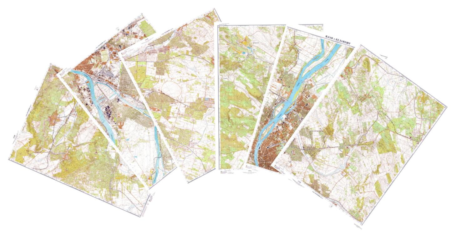 Budapest (Hungary) 6-Sheet Map Set - Soviet Military City Plans
