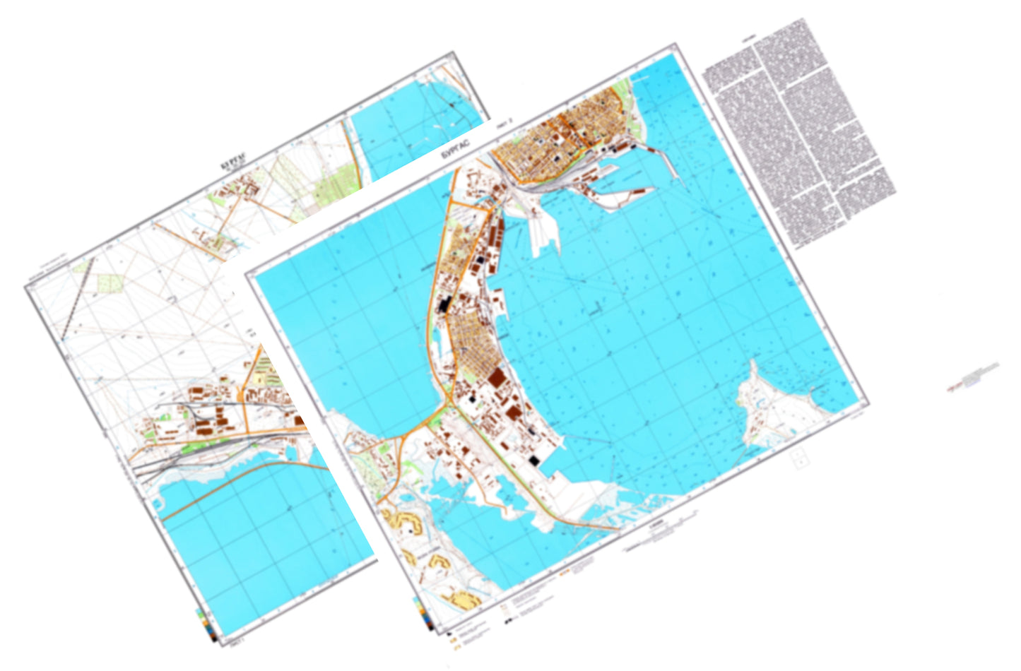 Burgas (Bulgaria) 2-Sheet Set - Soviet Military City Plans