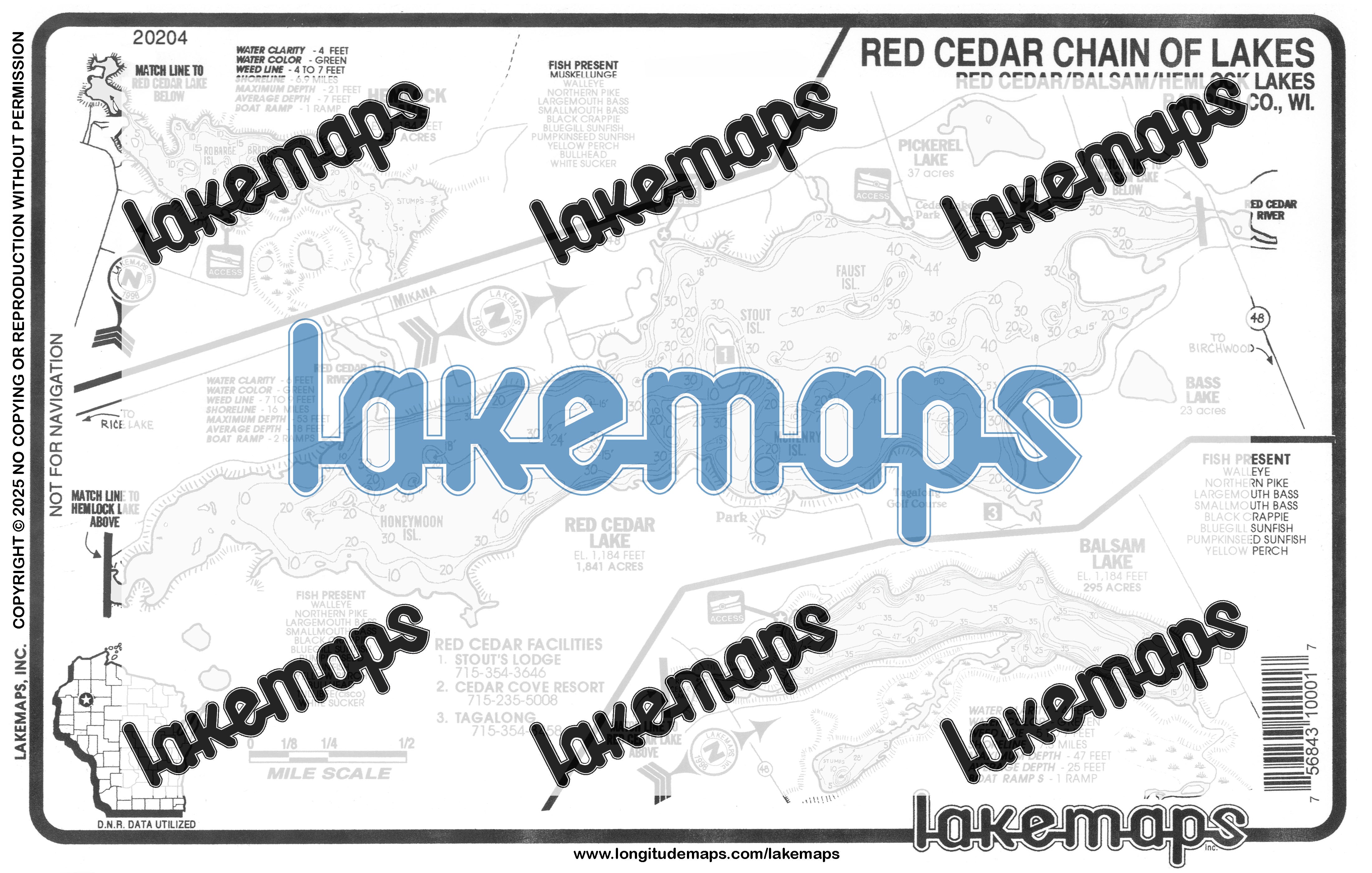Barron County, WI - HEMLOCK/RED CEDAR/Balsam - Lakemap - 20204 ...