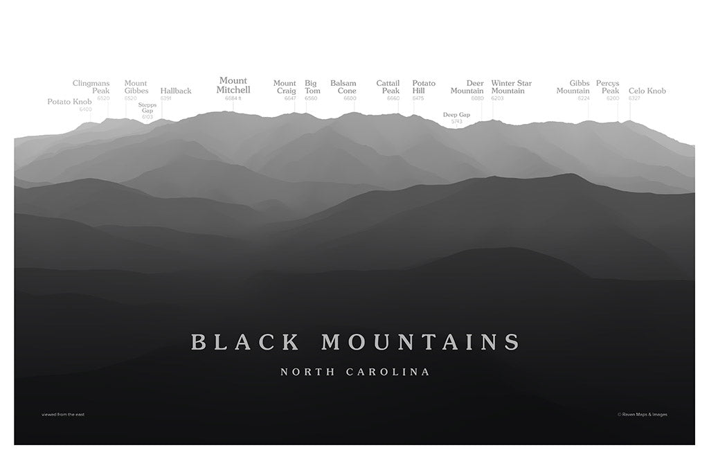 Black Mountains Peakscapes Elevation Panorama