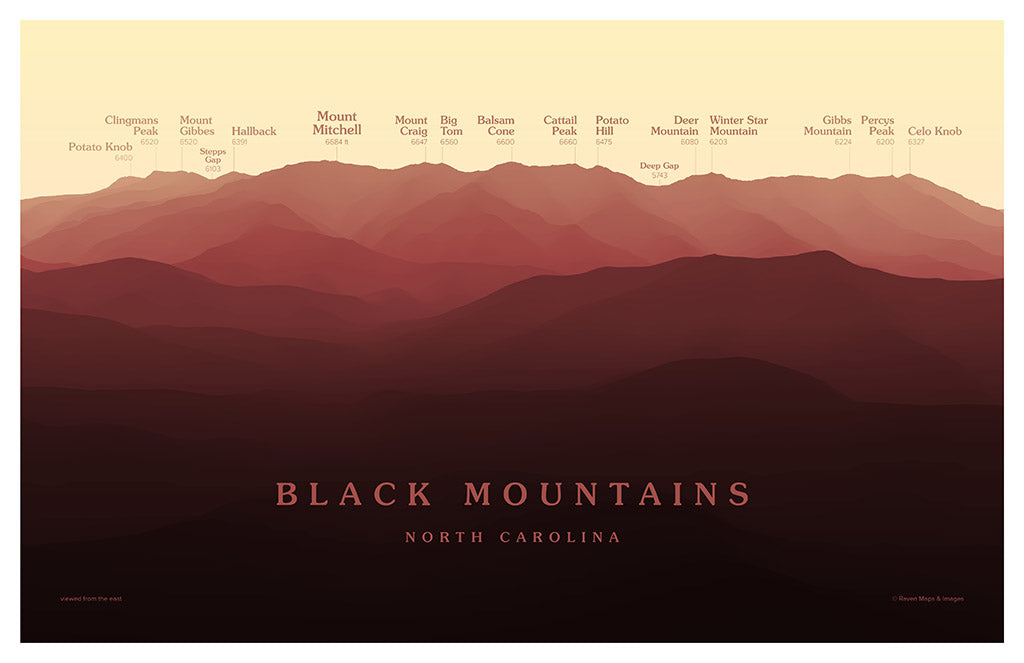 Black Mountains Peakscapes Elevation Panorama