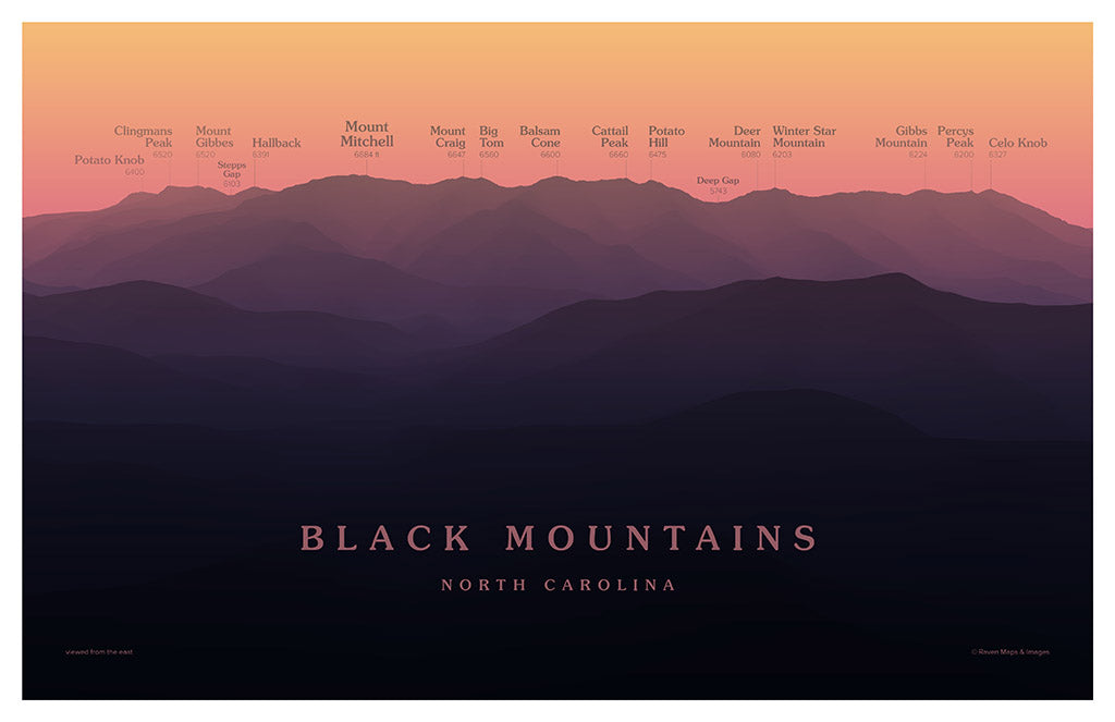 Black Mountains Peakscapes Elevation Panorama