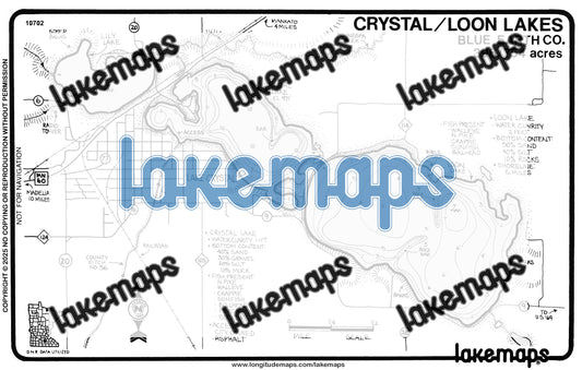 Blue Earth County, MN - CRYSTAL / Loon - Lakemap - 10702