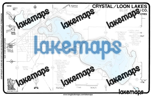 Blue Earth County, MN - CRYSTAL / Loon - Lakemap - 10702