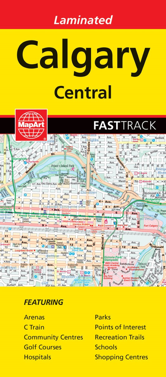 Calgary, Alberta Fast Track Laminated Map