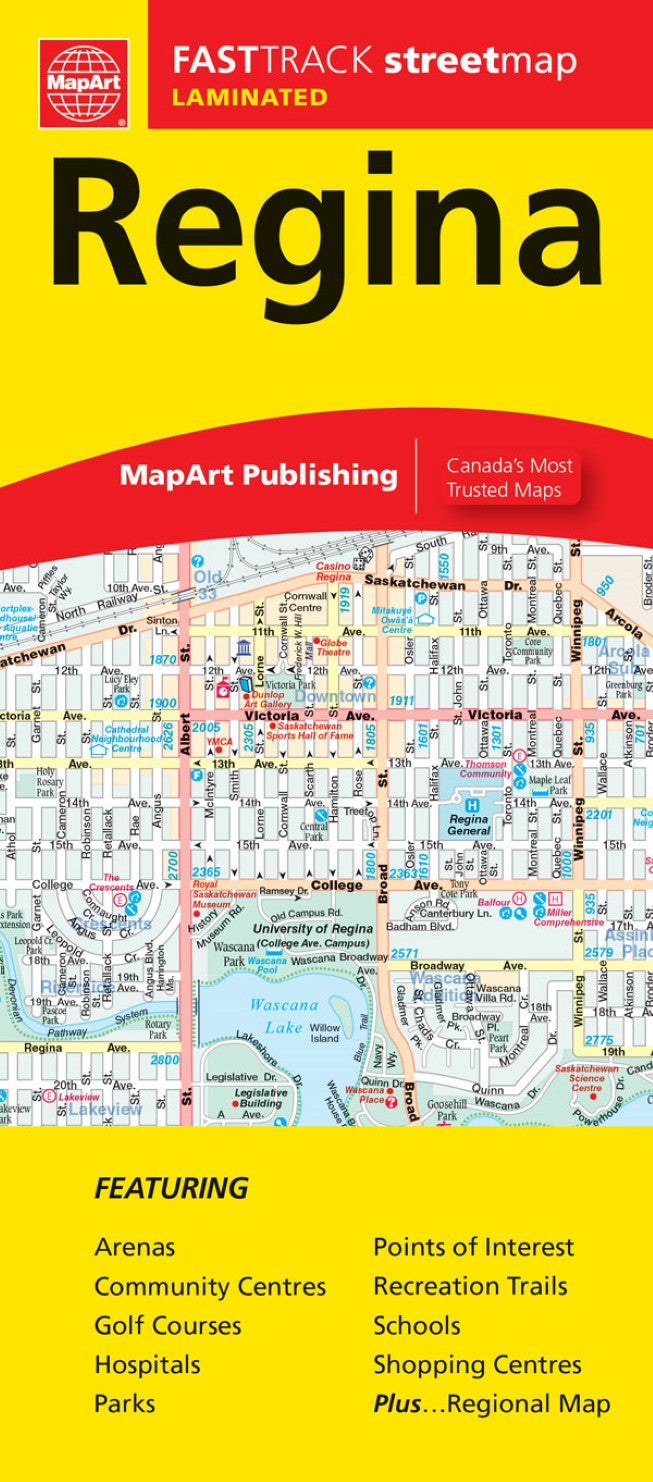 Regina Saskatchewan, Fast Track laminated map