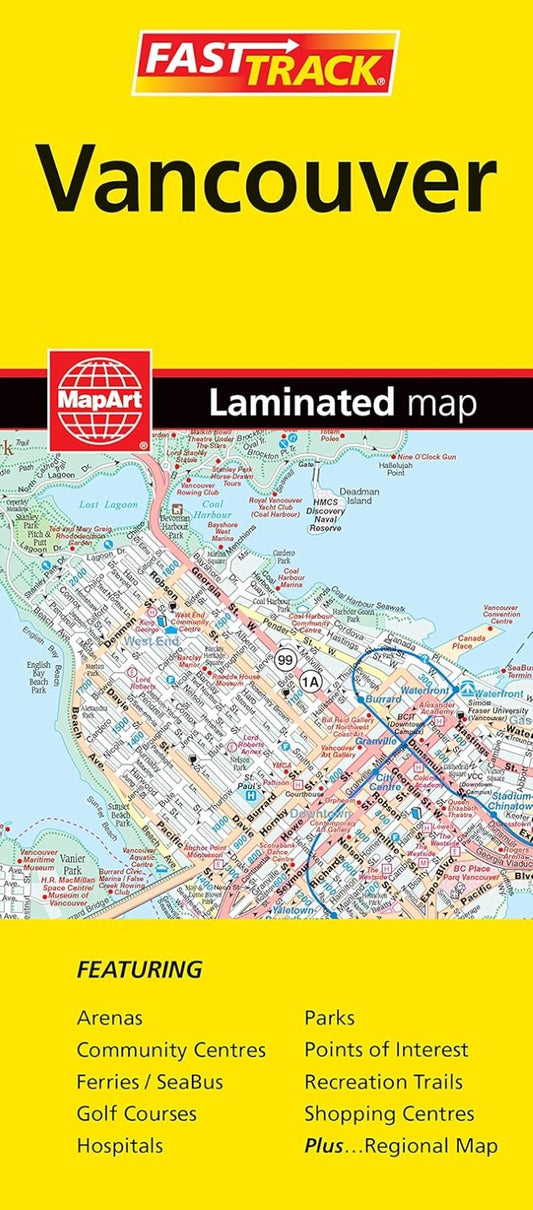Vancouver, British Columbia Fast Track Laminated Map