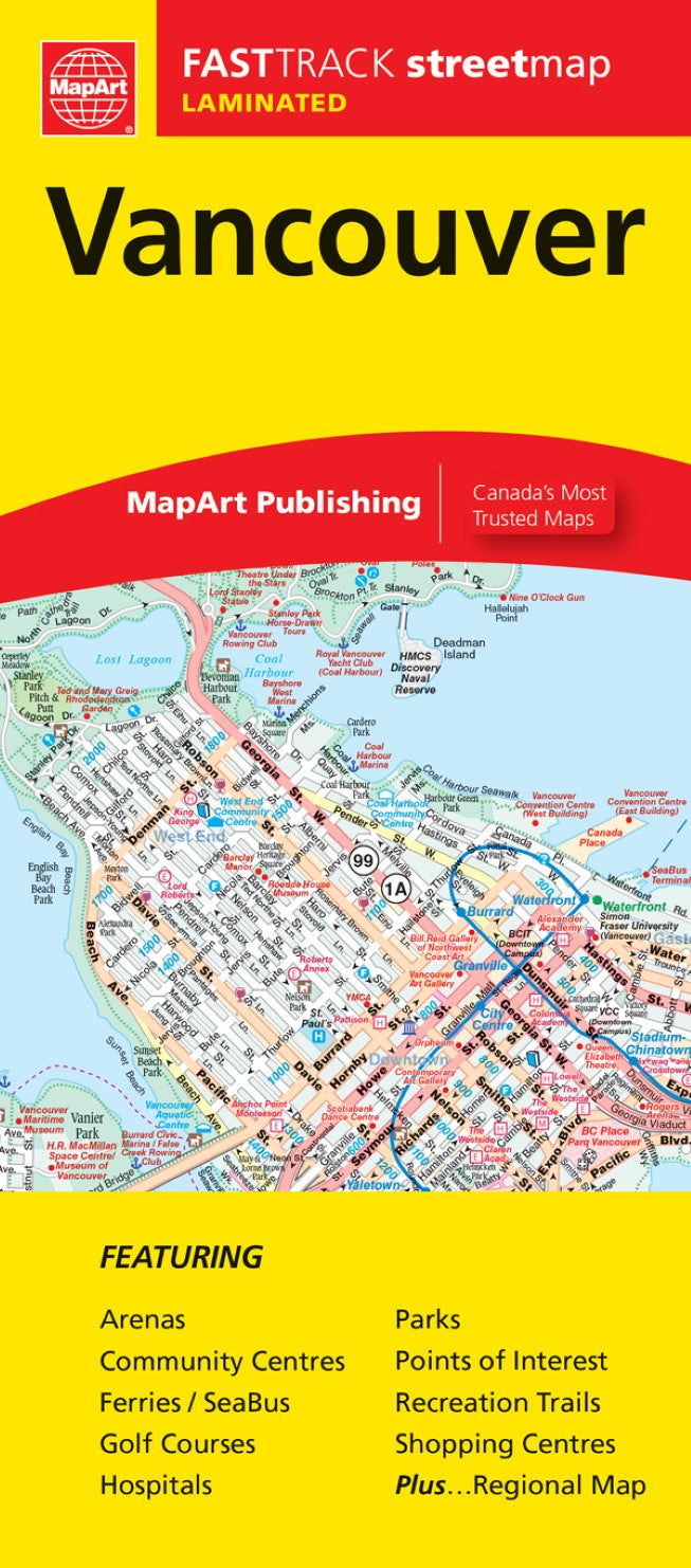 Vancouver, British Columbia FastTrack Laminated Map