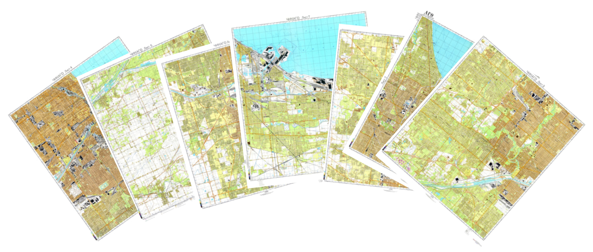 Chicago, IL (USA) 7-Sheet Set - Soviet Military City Plans