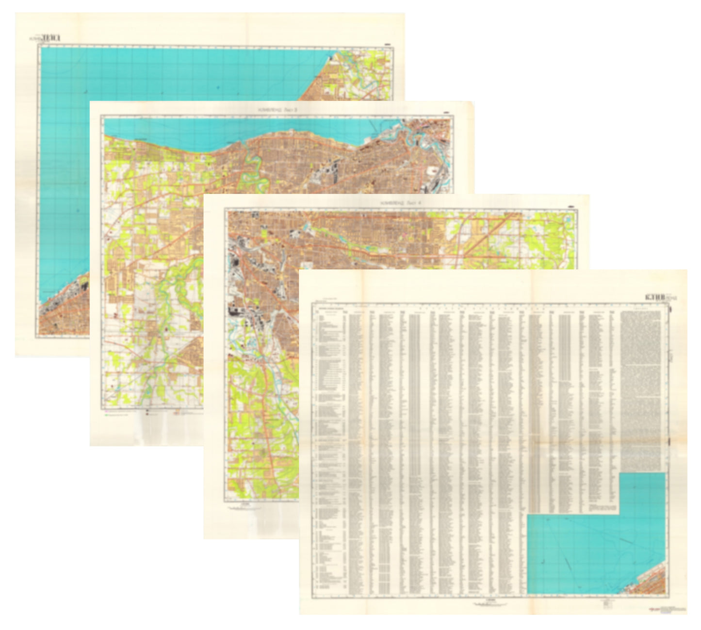 Cleveland, OH (USA) 4-Sheet Map Set - Soviet Military City Plans