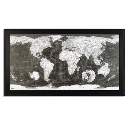 Colour Map - Monochrome World Map - Laminated