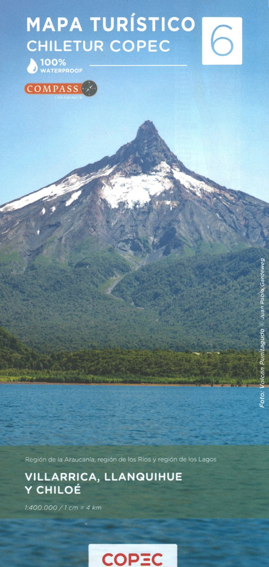 Villarrica, Llanquihue y Chiloé (Regíon de la Araucanía, Regíon de los Ríos y Regíon de los Lagos) - Chile Tourist Road Map #6