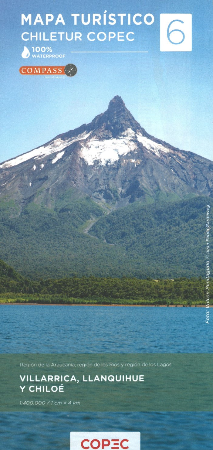 Villarrica, Llanquihue y Chiloé (Regíon de la Araucanía, Regíon de los Ríos y Regíon de los Lagos) - Chile Tourist Road Map #6