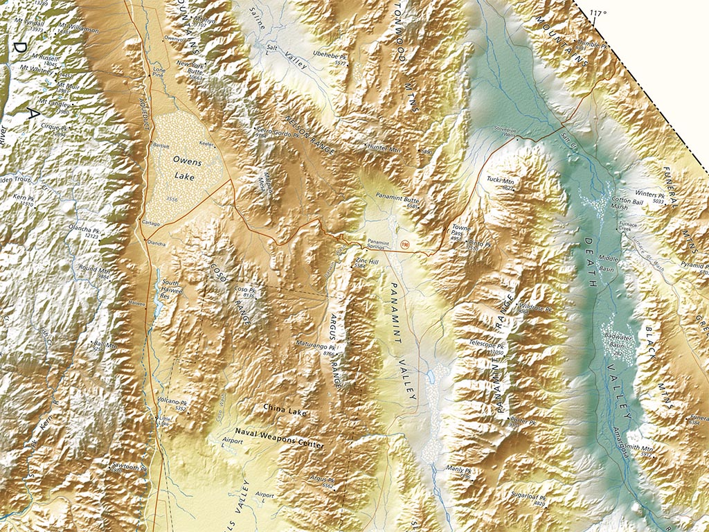 California Elevation Tints Fine Art Print Map