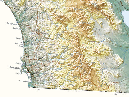 California Elevation Tints Fine Art Print Map