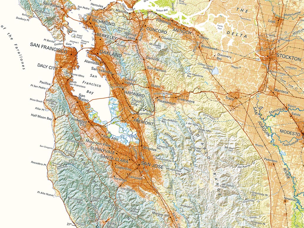 California Land Cover Fine Art Print Map