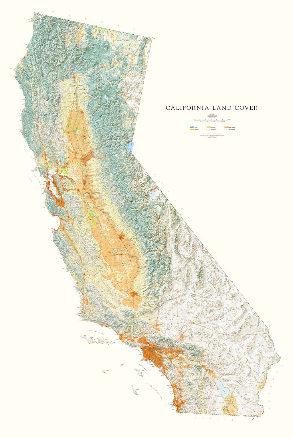 California Land Cover Fine Art Print Map