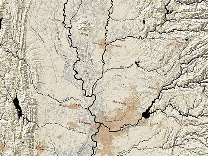 California Landforms and Rivers Fine Art Print Map