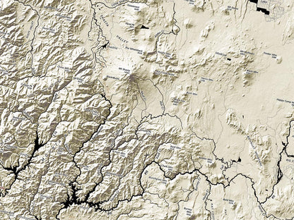 California Landforms and Rivers Fine Art Print Map