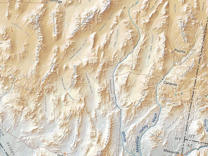 California & The Great Basin Elevation Tints Fine Art Print Map