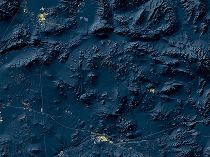 California at Night Fine Art Print Map