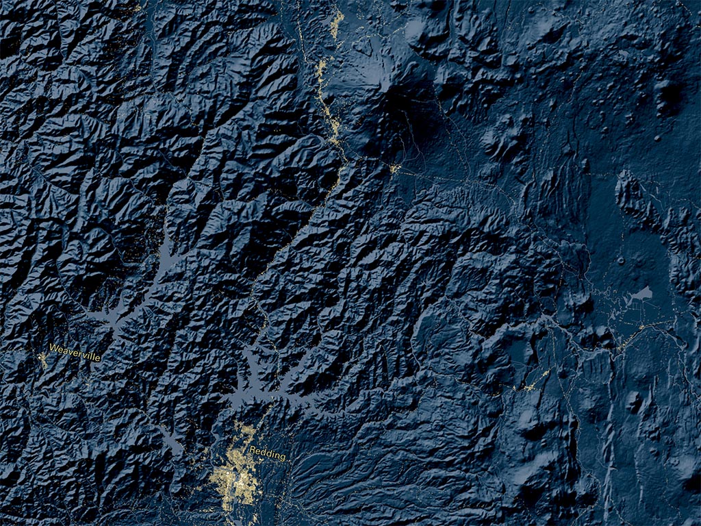 California at Night Fine Art Print Map