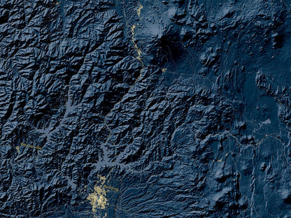 California at Night Fine Art Print Map