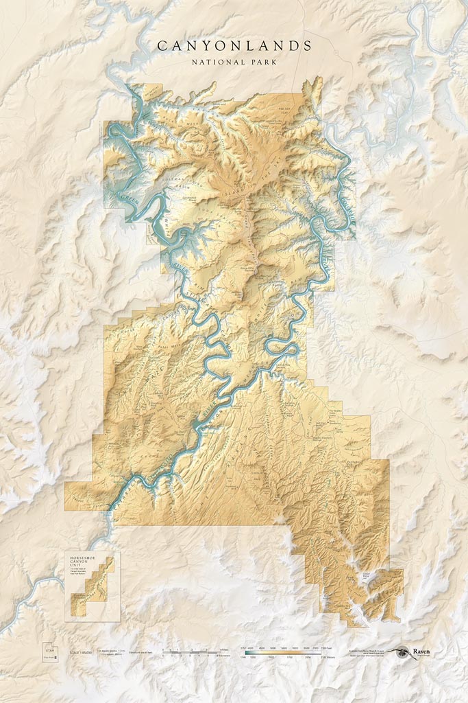 Canyonlands National Park Elevation Tints Fine Art Print Map