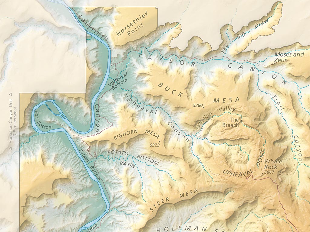 Canyonlands National Park Elevation Tints Fine Art Print Map