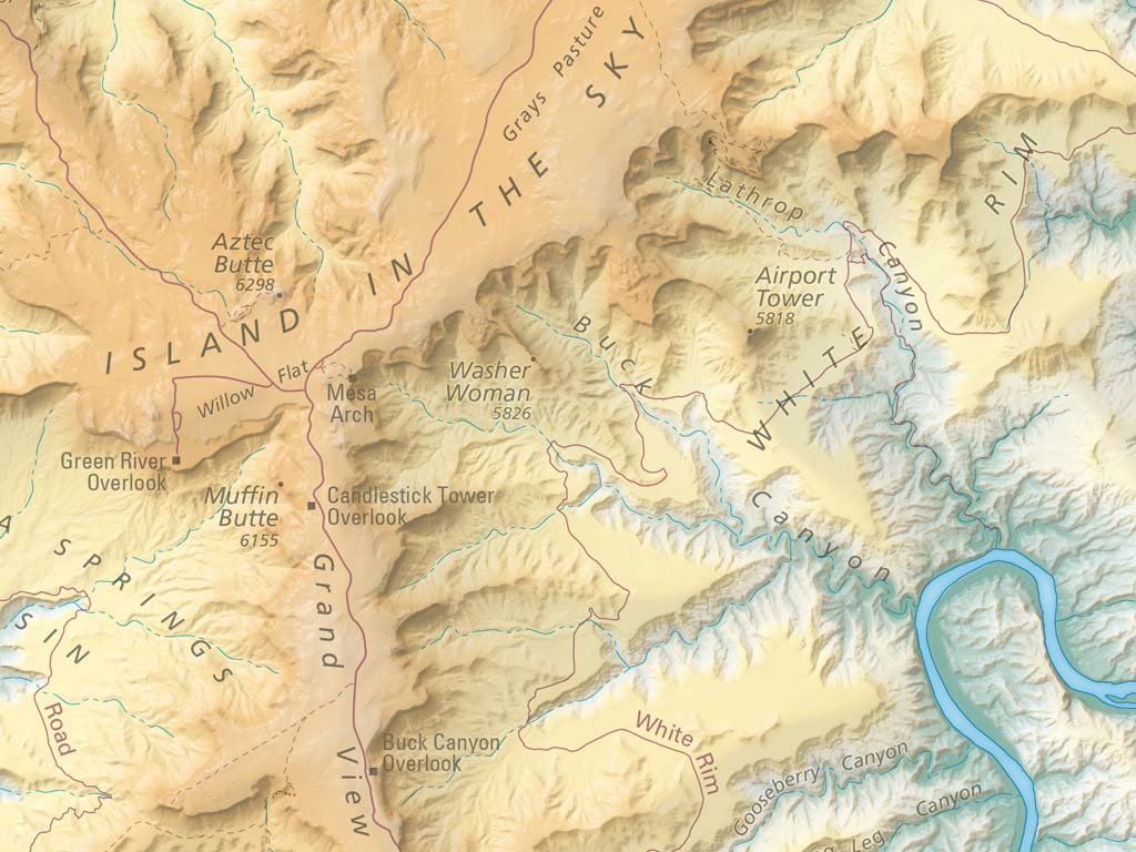 Canyonlands National Park Elevation Tints Fine Art Print Map
