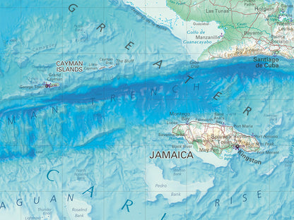 Caribbean Sea Elevation Tints Fine Art Print Map