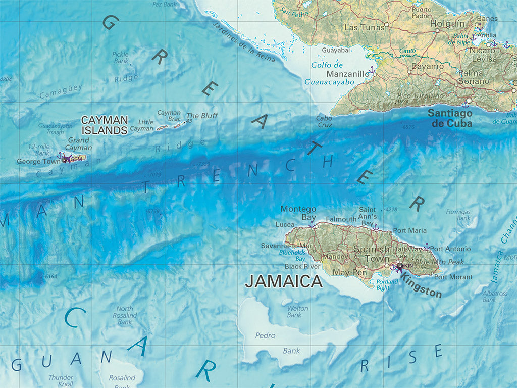 Caribbean Sea Land Cover Fine Art Print Map