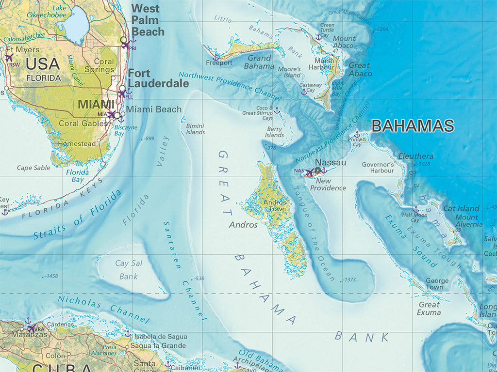 Caribbean Sea Land Cover Fine Art Print Map