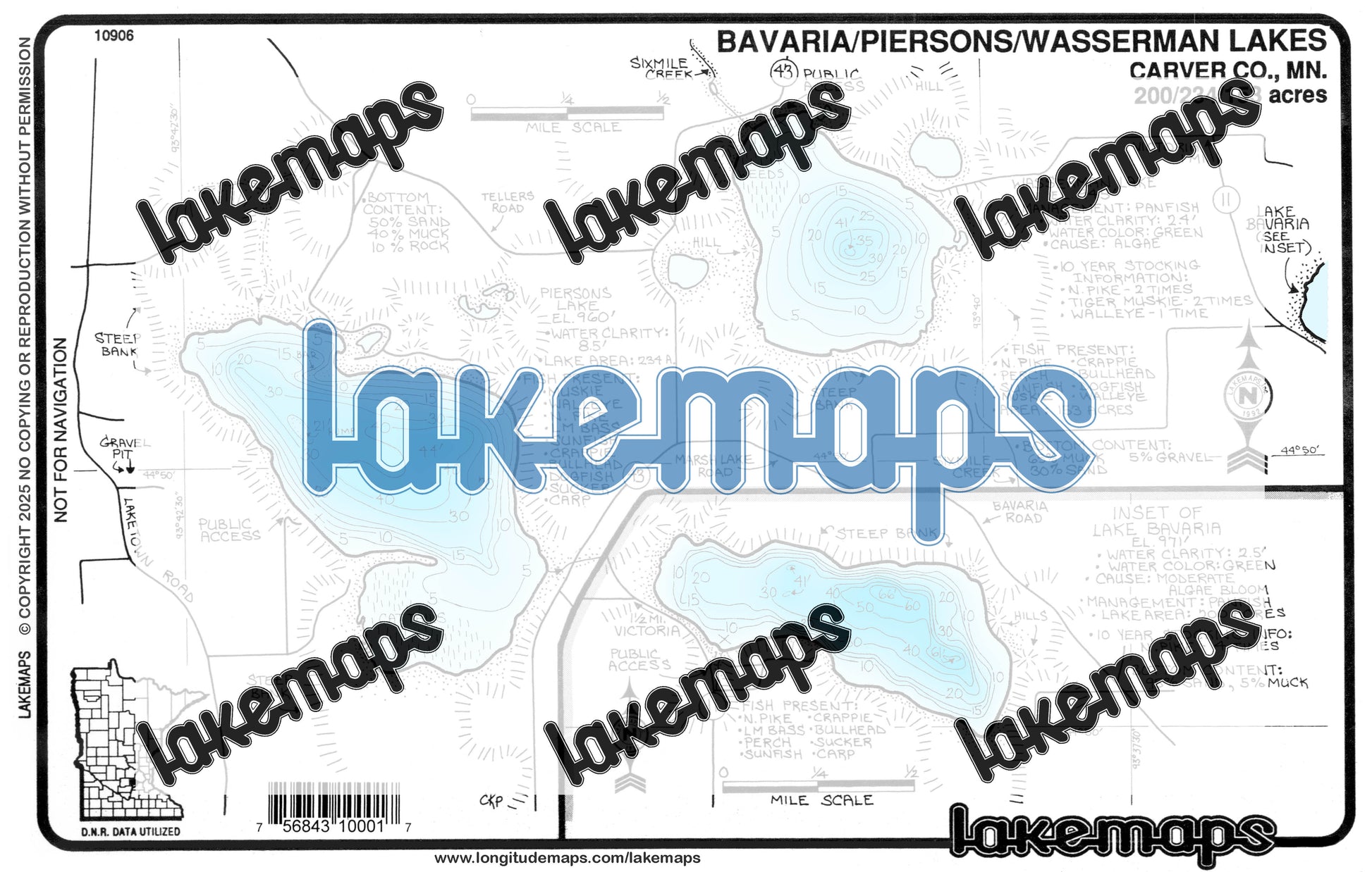 Carver County, MN - PIERSONS/ Bavaria / Wasserman - Lakemap - 10906
