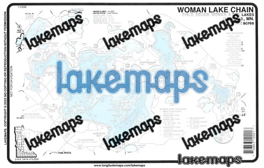 Cass County, MN - WOMAN LAKE CHAIN - Woman, Girl, Child, Ixl - Lakemap - 11048