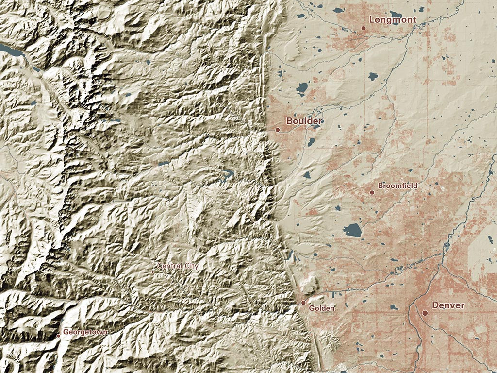 Colorado Landforms and Rivers Fine Art Print Map