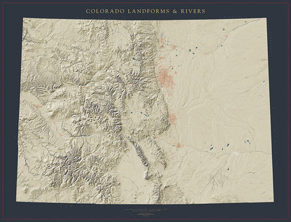 Colorado Landforms and Rivers Fine Art Print Map