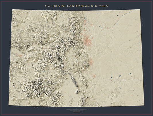 Colorado Landforms and Rivers Fine Art Print Map