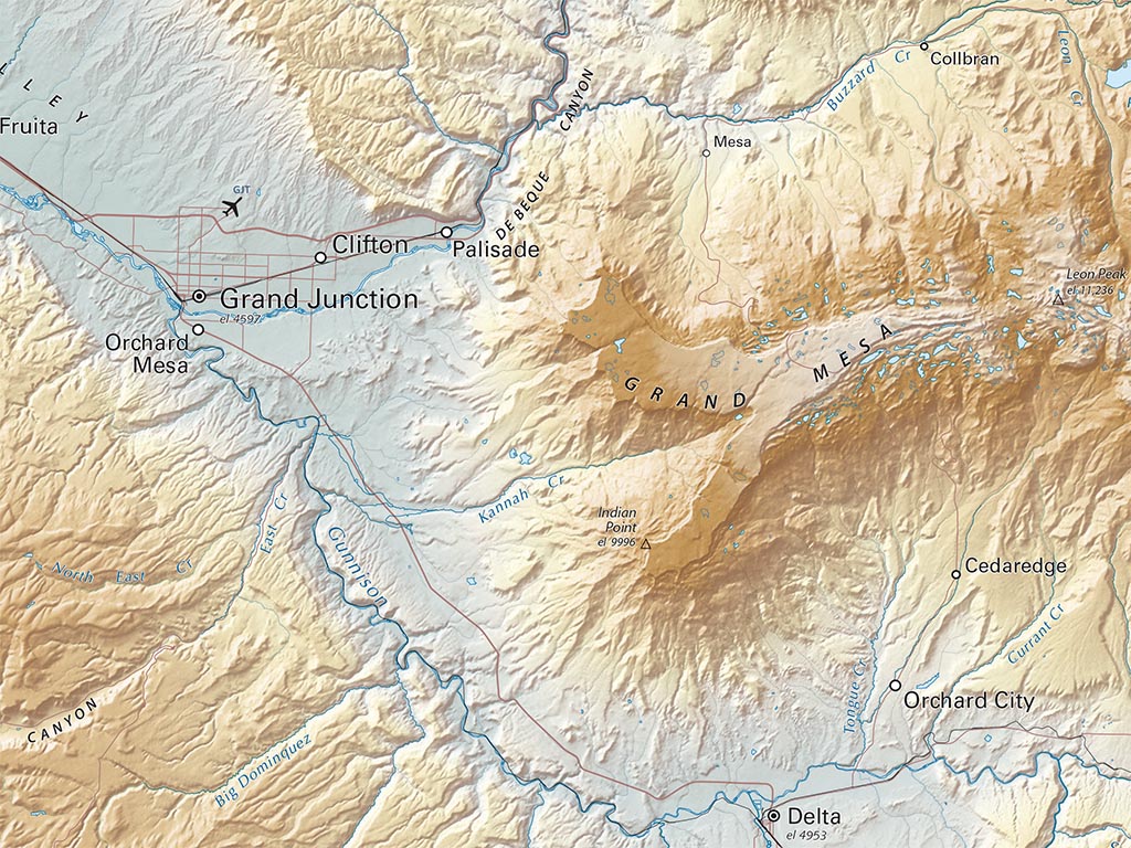 Colorado Map Elevation Tints Fine Art Print Map