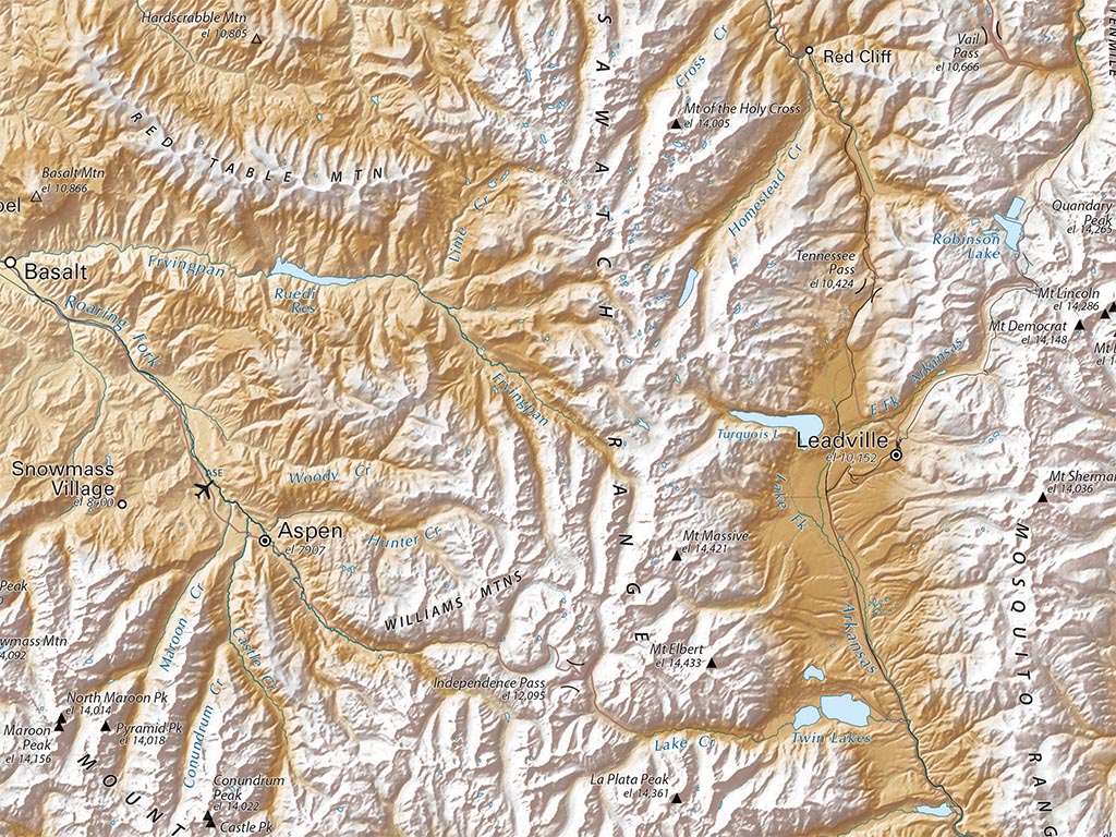 Colorado Map Elevation Tints Fine Art Print Map