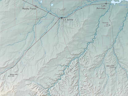Colorado Map Elevation Tints Fine Art Print Map