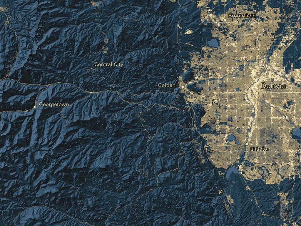 Colorado at Night Fine Art Print Map