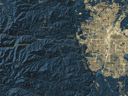 Colorado at Night Fine Art Print Map