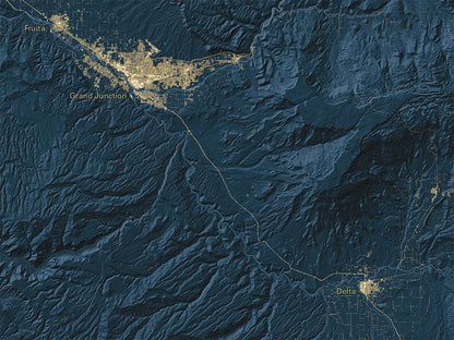 Colorado at Night Fine Art Print Map