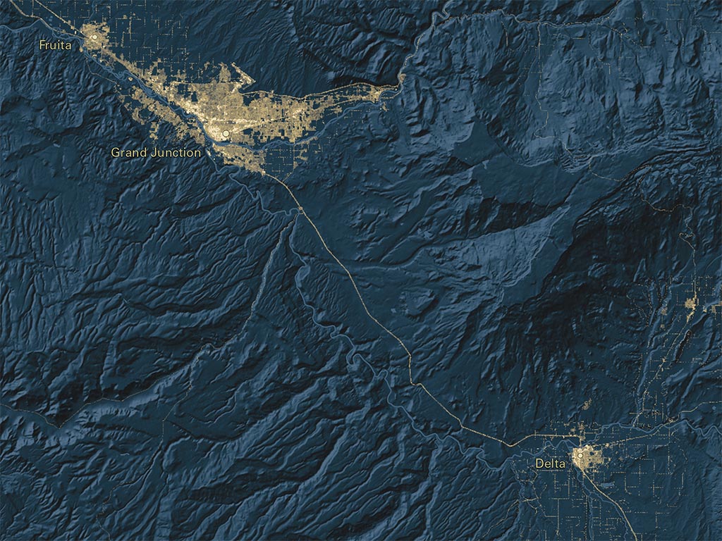 Colorado at Night Fine Art Print Map