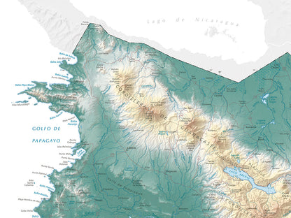 Costa Rica Elevation Tints Fine Art Print Map