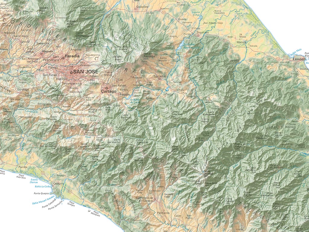 Costa Rica Land Cover Fine Art Print Map