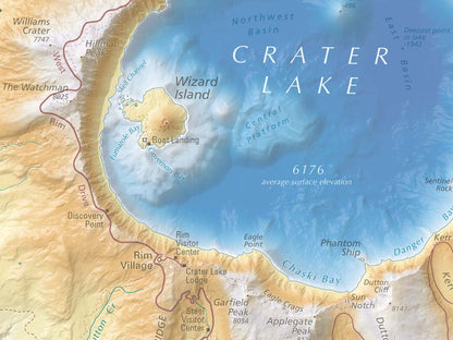 Crater Lake National Park Elevation Tints Fine Art Print Map
